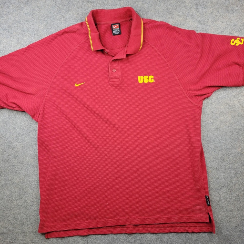 Vintage USC Trojans Shirt Mens‎ 2XL Red NCAA Basketball Nike Polo Shirt